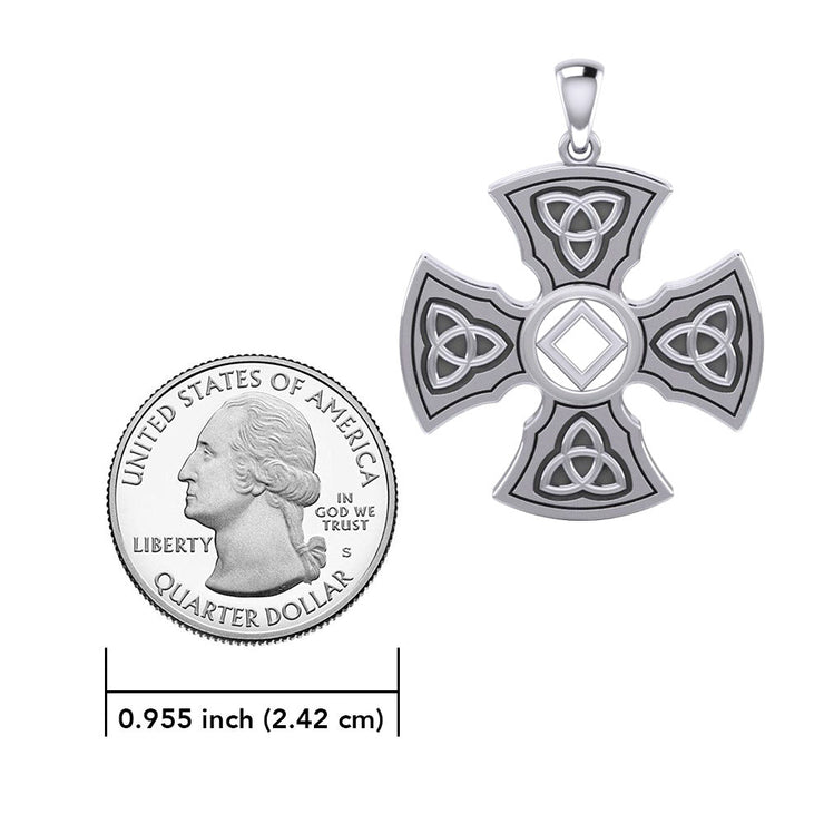 Templar Cross with NA Symbol Sterling Silver Pendant TPD6379