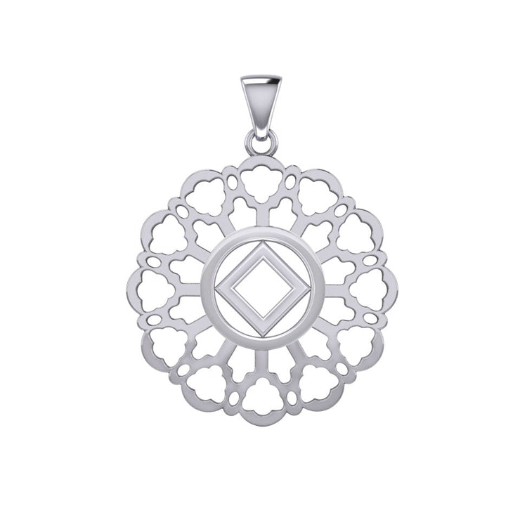 Rose Window with NA Symbol Sterling Silver Pendant TPD6380