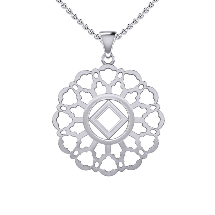 Rose Window with NA Symbol Sterling Silver Pendant TPD6380