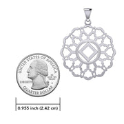 Rose Window with NA Symbol Sterling Silver Pendant TPD6380