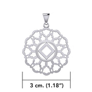 Rose Window with NA Symbol Sterling Silver Pendant TPD6380