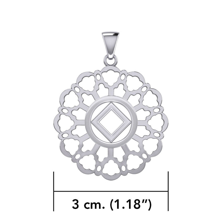 Rose Window with NA Symbol Sterling Silver Pendant TPD6380