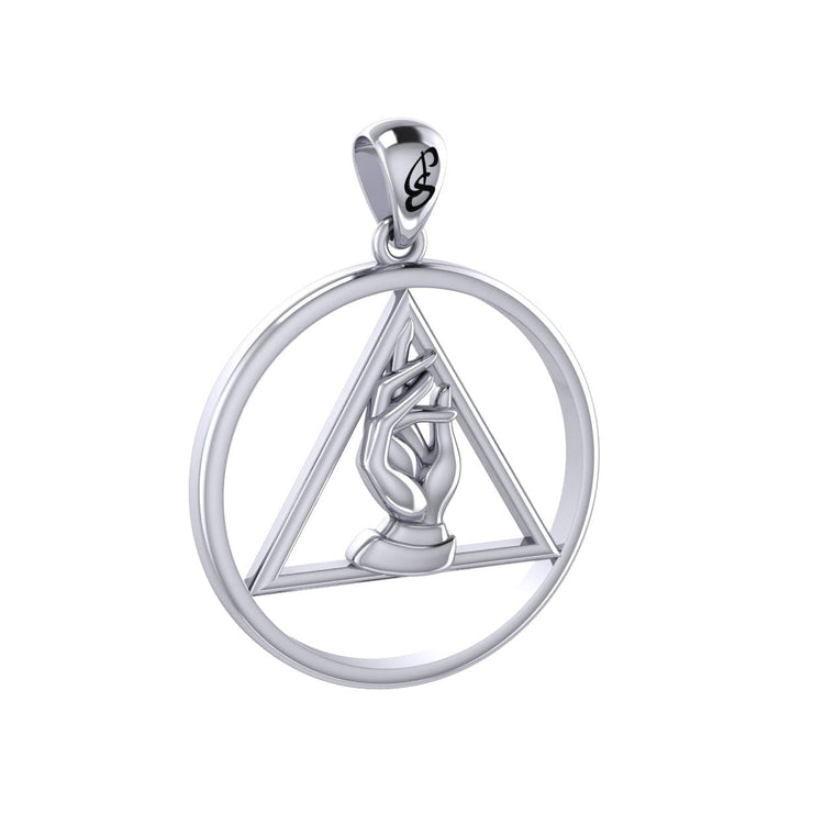 AA Recovery Symbol with Christogram Sterling Silver Pendant TPD6382