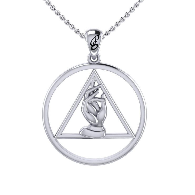 AA Recovery Symbol with Christogram Sterling Silver Pendant TPD6382