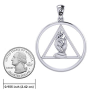 AA Recovery Symbol with Christogram Sterling Silver Pendant TPD6382