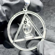 AA Recovery Symbol with Christogram Sterling Silver Pendant TPD6382