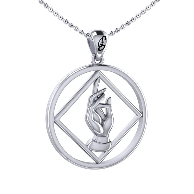 NA Recovery Symbol with Christogram Sterling Silver Pendant TPD6383