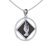 NA Recovery Symbol with Christogram Sterling Silver Pendant with Black Enamel TPD6385