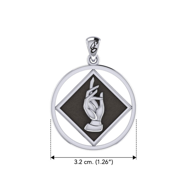 NA Recovery Symbol with Christogram Sterling Silver Pendant with Black Enamel TPD6385