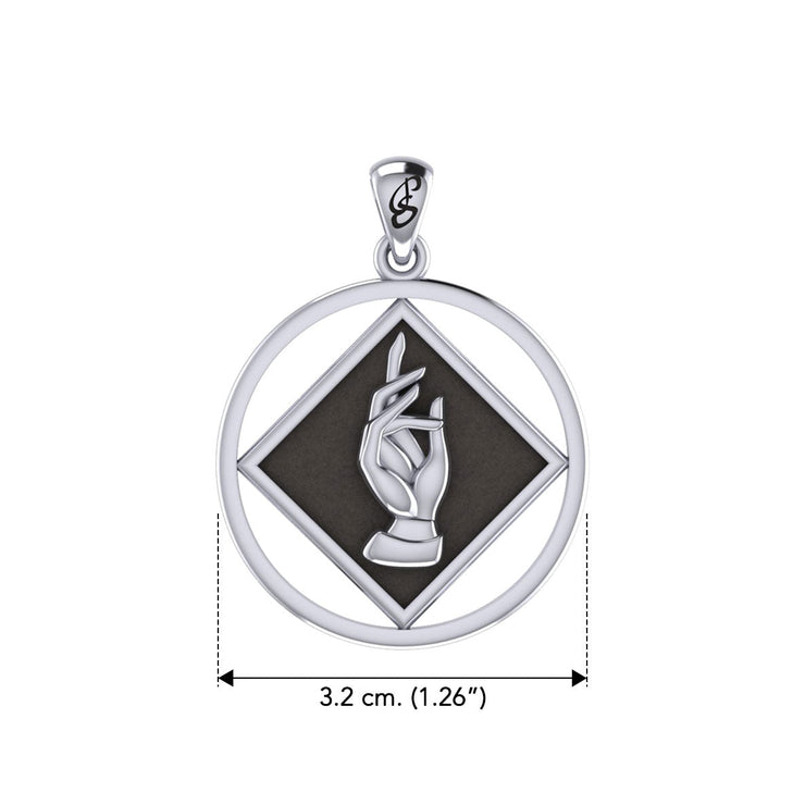 NA Recovery Symbol with Christogram Sterling Silver Pendant with Black Enamel TPD6385