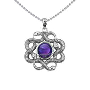 Ouroboros Snake with Celtic Knot Sterling Silver Pendant with Gem TPD6410