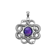 Ouroboros Snake with Celtic Knot Sterling Silver Pendant with Gem TPD6410