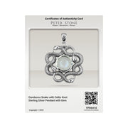 Ouroboros Snake with Celtic Knot Sterling Silver Pendant with Gem TPD6410