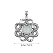 Ouroboros Snake with Celtic Knot Sterling Silver Pendant with Gem TPD6410