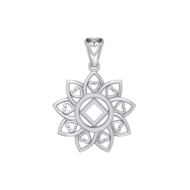 The Flower of Unity with NA Recovery Symbol Sterling Silver Pendant TPD6421