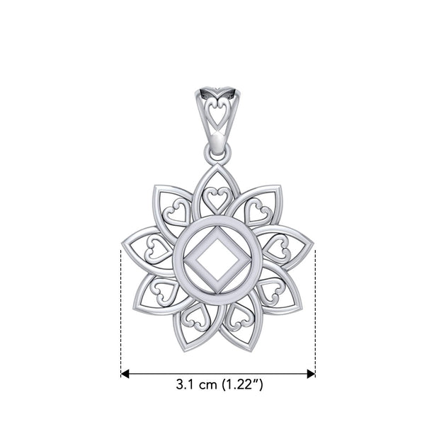 The Flower of Unity with NA Recovery Symbol Sterling Silver Pendant TPD6421