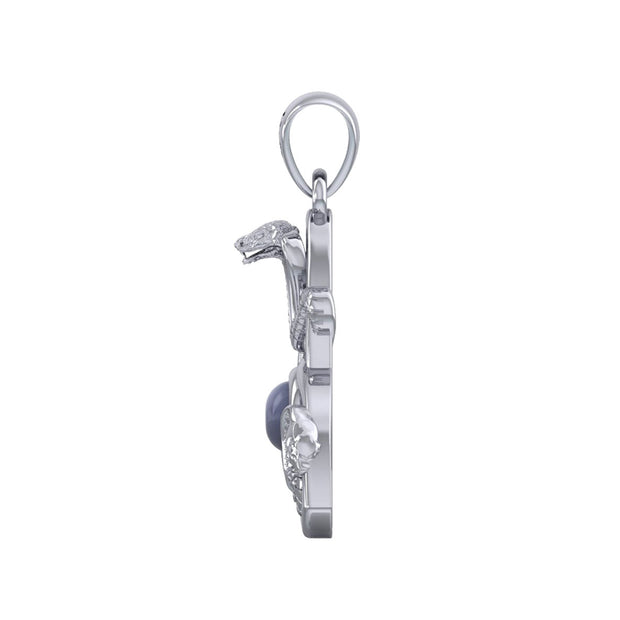 Triple Snake with Celtic Trinity Knot Sterling Silver Pendant with Gem TPD6426