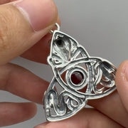 Triple Snake with Celtic Trinity Knot Sterling Silver Pendant with Gem TPD6426