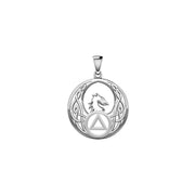 Celtic Phoenix with AA Recovery Symbol Solid Gold Pendant GPD6431