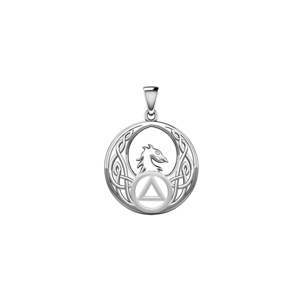 Celtic Phoenix with AA Recovery Symbol Solid Gold Pendant GPD6431