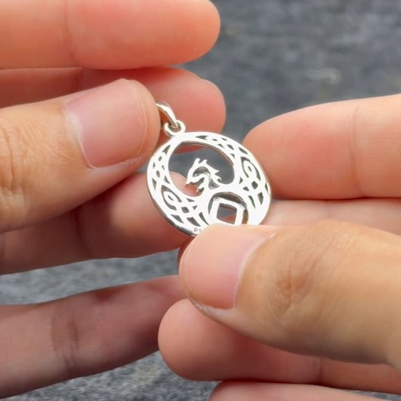 Celtic Phoenix with NA Recovery Symbol Sterling Silver Pendant TPD6432