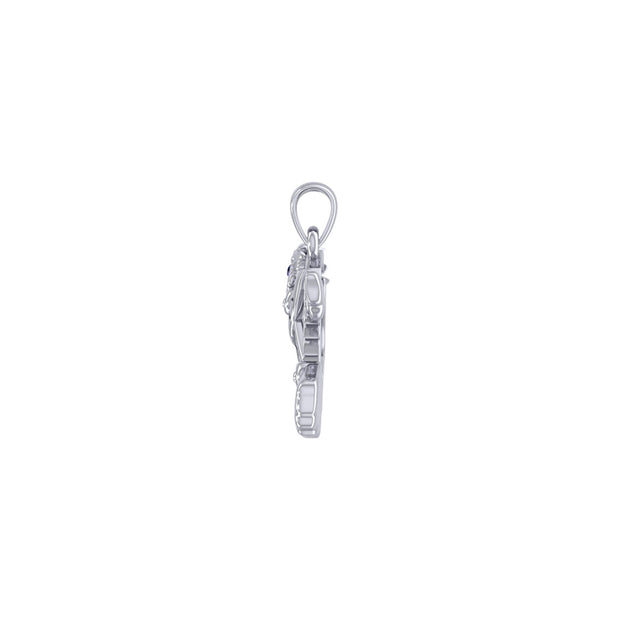 Puffer Fish Filigree Sterling Silver Pendant with Gemstone TPD6435