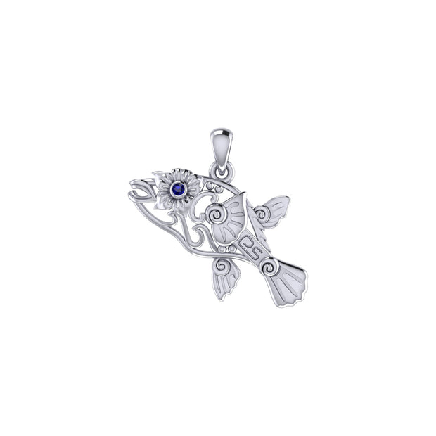 Puffer Fish Filigree Sterling Silver Pendant with Gemstone TPD6435