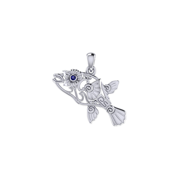 Puffer Fish Filigree Sterling Silver Pendant with Gemstone TPD6435