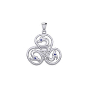 Dragon with Triskele Solid Gold Pendant with Gemstone GPD6439