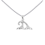 Double Whale Tails in Wave Sterling Silver Pendant TPD6440