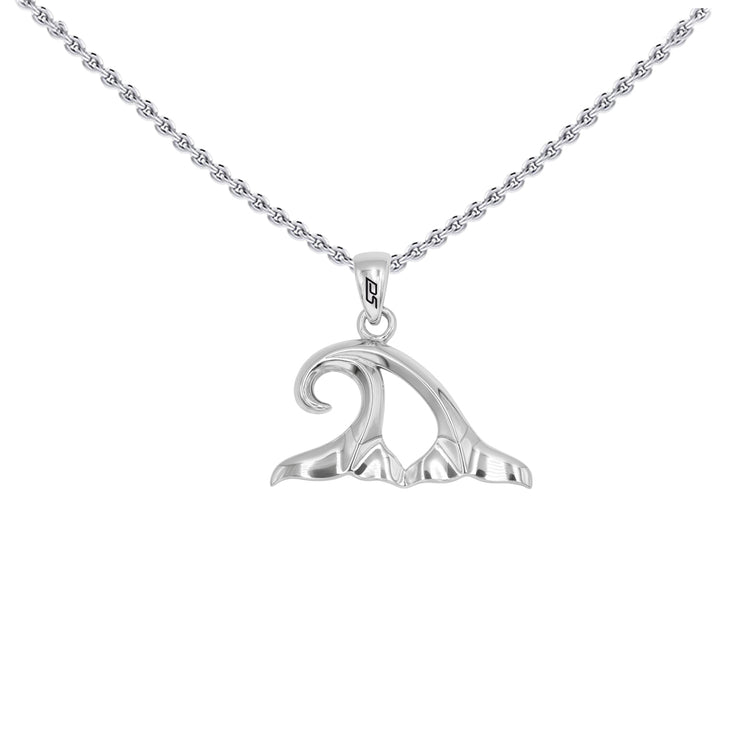 Double Whale Tails in Wave Sterling Silver Pendant TPD6440