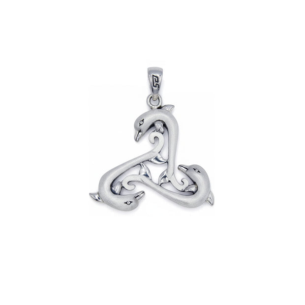 Triple Dolphin Triskele Sterling SIlver Pendant TPD6442
