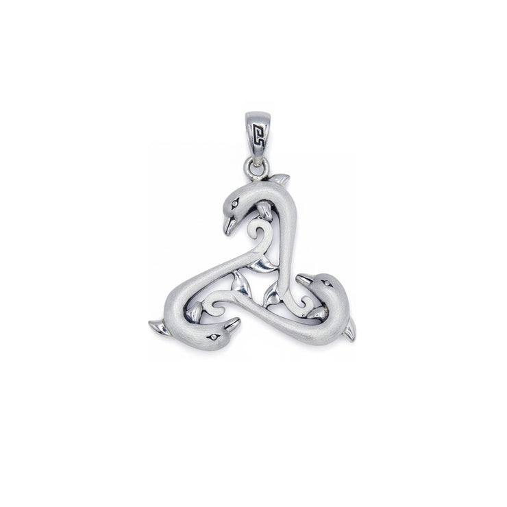 Triple Dolphin Triskele Sterling SIlver Pendant TPD6442