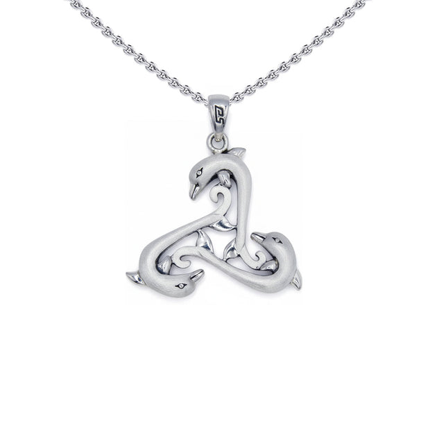 Triple Dolphin Triskele Sterling SIlver Pendant TPD6442