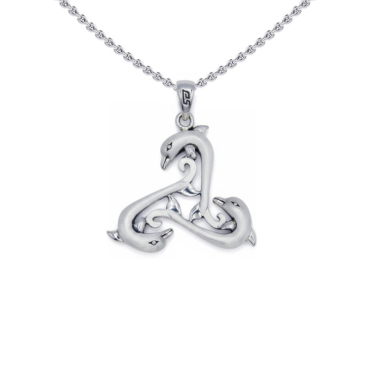 Triple Dolphin Triskele Sterling SIlver Pendant TPD6442