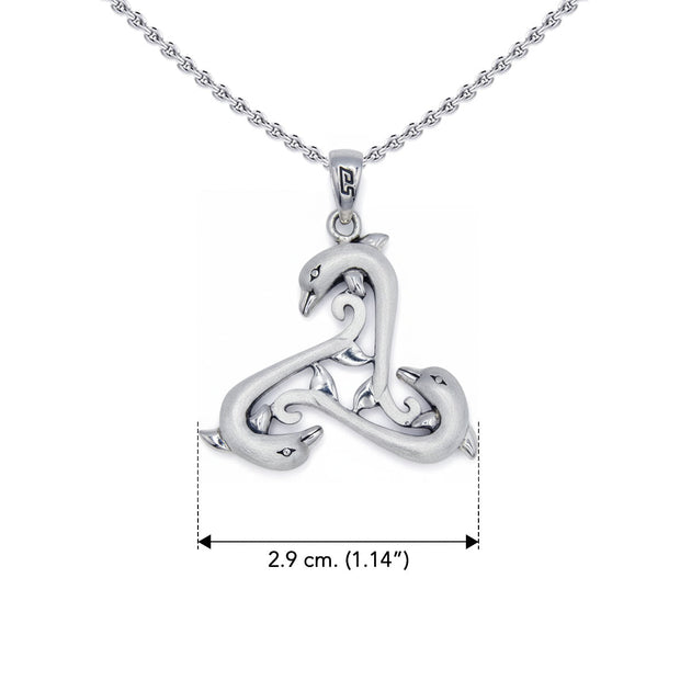 Triple Dolphin Triskele Sterling SIlver Pendant TPD6442