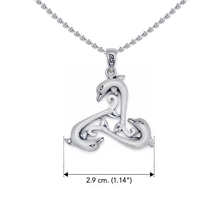 Triple Dolphin Triskele Sterling SIlver Pendant TPD6442
