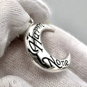 Harm None Inscribed on Crescent Moon Sterling Silver Pendant TPD6452