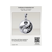 Harm None with Peace Symbols in Yin Yang Sterling Silver Pendant TPD6455