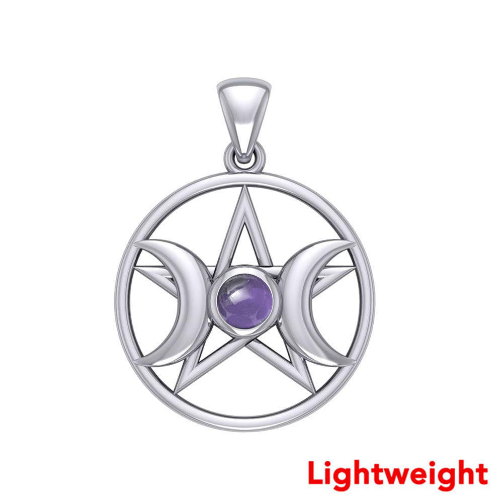 Triple Goddess Silver Pendant with Gemstone