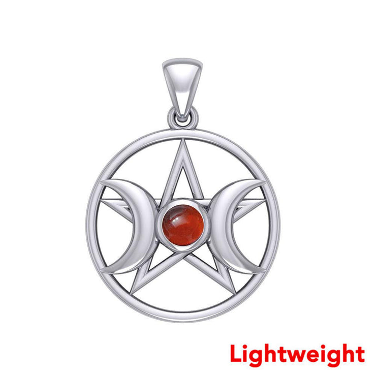 Triple Goddess Silver Pendant with Gemstone