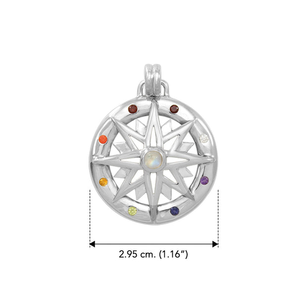 Compass Rose Sterling Silver Gemstone Necklace Set TSE688