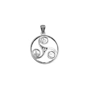 Celtic Triskele with Peace Heart and Recovery Symbols Silver Pendant TPD7016