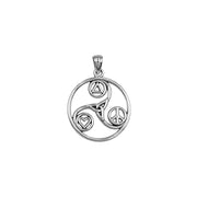 Celtic Triskele with Peace Heart and Recovery Symbols Silver Pendant TPD7016