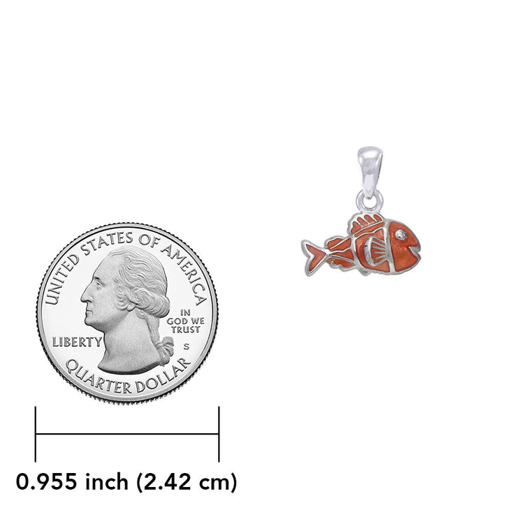 The Clownfish Silver with Orange Enamel Pendant TPD7022