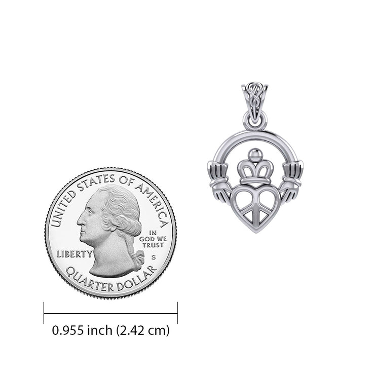 Claddagh with Peace Silver Pendant TPD7025