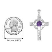 Celtic Knotwork Cross with Gem Silver Pendant TPD721