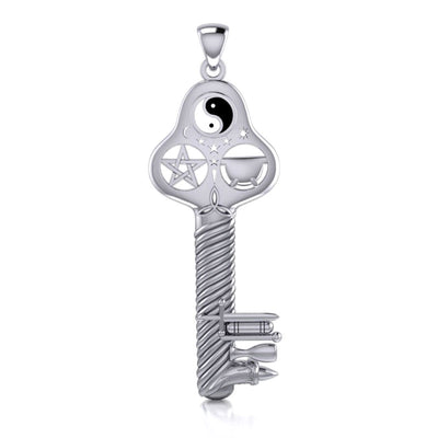 The Bewitching Key Of Magick Wicca Silver Pendant by Sabrina...the Ink Witch TPD733