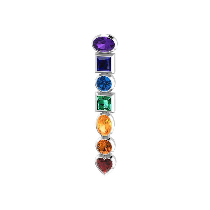 An inspirational healing ~ Sterling Silver Chakra Pendant with Gemstones TPD856 - Wholesale Jewelry