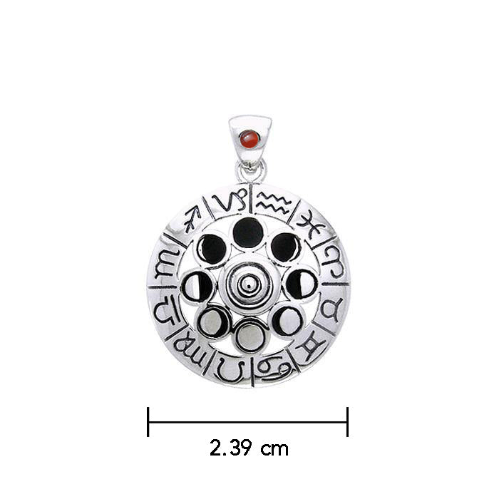 Zodiac Symbol Wheel Silver Pendant TPD876